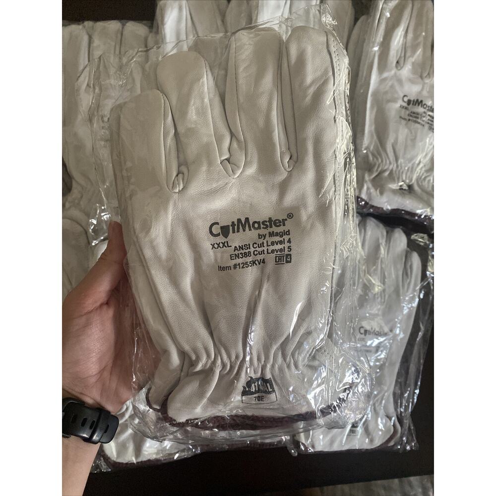 12 PAIR MAGID CUTMASTER 1255KV4 KEVLAR LINED LEATHER WORK GLOVES ANSI CUT LEVEL4
